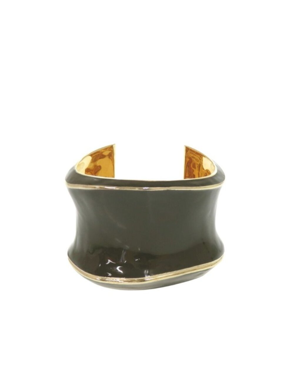 Gucci Wide Bangle Metal Khaki Green Gold Bracelet